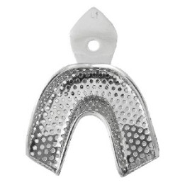 Steel impression tray with edge - perforated bottom