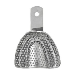 Impression steel tray with edentulous edge - upper perforated