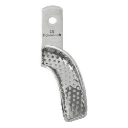 Steel impression tray with a half edge - perforated, right