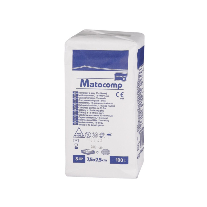 Kompresy z gazy niejałowe Matocomp / 100 szt