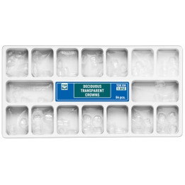 Transparent celluloid crowns for primary teeth / 64 pcs