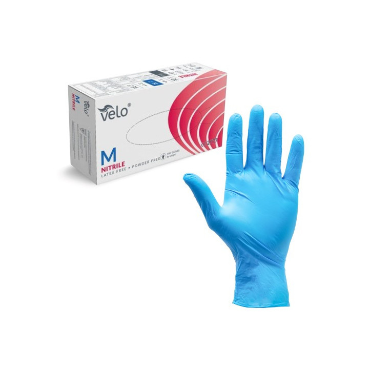 VELO NITRILE GLOVES BLUE 100 PCS